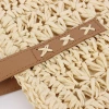 The beige straw woven bag body is paired with a brown leather hand-woven bag. The women's small crossbody bag is crocheted with silver thread Item Picture